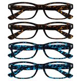 Leesbril Bruin Blauwe Schildpad Lezers Waarde 4 Stuks Mannen Vrouwen Scharnieren Met Veer RRRR10-2233 +1,00