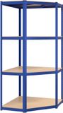 vidaXL Hoekrek - 4-laags - Staal - Bewerkt Hout - Blauw