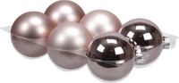 Othmar Decorations 6x kerstballen oudroze - glas - 8 cm - mat en glans