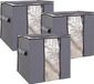 OEM Shenzhen Haorui Industrial Technology Co., Ltd. 3 stuks grote opbergtas, opvouwbaar onderbed, kledingopslag, met versterkte handgreep, opslag voor dekbedden, kleding, dekens, kussens, dekbedden, dekbedden, grijs, textiel, 90 liter