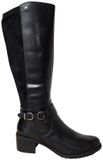 Caprice 9-9-25601-47 019 Black Lange Laarzen Zwart Leer en Stretch Dames - Zwart - 40
