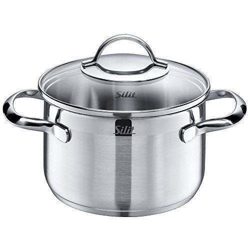 Silit Agaat kookpan hoog 16 cm, glazen deksel, vleespan 1,9 l, roestvrij staal deels gematteerd, pan inductie, ongecoat, ovenbestendig