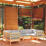 The Living Store Houten Loungeset - Grijs - 63.5 x 63.5 x 62.5 cm - 2-zits