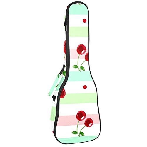 Mersov Tenor Ukulele Gigbag Waterdichte Ukelele Case Gewatteerde Rugzak, Geweldig voor Sopraan Concert (21/23/24") Kersengestreept fruit
