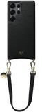 AVY Leren Hoesje Geschikt voor Samsung Galaxy S25 Ultra | Compatibel met MagSafe | Leather Case met Telefoonkoord | Polsband | Zwart