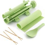 Sushi Bazooka Set - Complete Sushi Set voor Beginners - Sushi Maker Set met Japanse Staafjes - Vert, Bois, Plastique