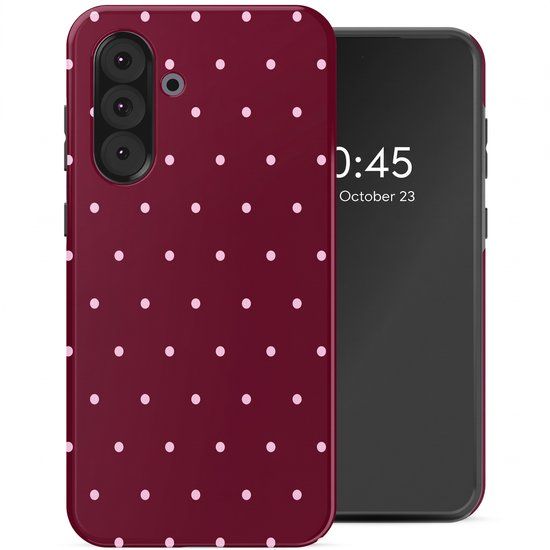 Selencia Hoesje - Geschikt voor Samsung Galaxy A36 / A56 (5G) - Backcover - Happy Dots Burgundy
