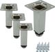 4 pieds de meuble, droit, carré, argenté, en métal, réglable, 10 cm