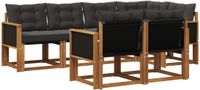 vidaXL Hoek loungeset 7-delig Acaciahout Naturel en Zwart