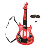 LEXIBOOK Miraculous Elektronische verlichting gitaar met microfoon, bril met microfoon, demo songs, 2 game modi, MP3 plug, zwart rood, K260MILXB