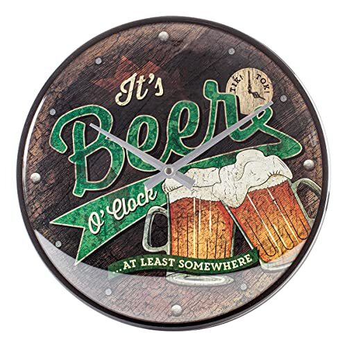 Nostalgic Art Retro wandklok, Beer O' Clock Glasses – Geschenkidee voor bierliefhebbers, Grote keukenklok, Deco vintage design, Ø 31 cm