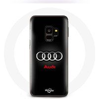 Audi Hoesje voor Samsung Galaxy S9 plus Metaal Zwarte Achtergrond Maniacase