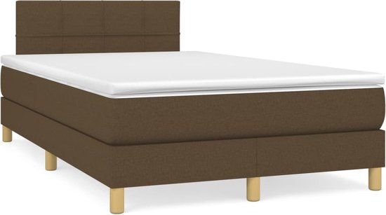 vidaXL Boxspring met matras stof donkerbruin 120x200 cm