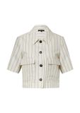 COMMA s.Oliver Bernd Freier GmbH & Co. KG - Vrouwen Blazer - Crème - Gestreept - Viscose/Linnen - Maat 42