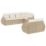 vidaXL 7-delige Loungeset met kussens, polyrattan, beige