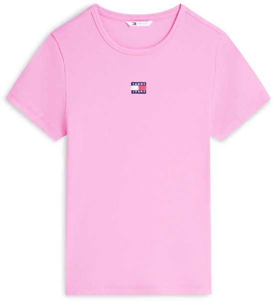 Tommy Jeans T-shirt Tjw Slim Badge Rib Dw0dw17881 Tou Pink Daisy Dames Maat - S