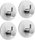 Heble® 4 Zelfklevende Handdoekhaakjes - Zilver Kleurig - RVS Geborsteld