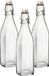 Bormioli Rocco beugelfles/weckfles - 3x - 1 liter - glas - vierkant - water/olie/azijn/sapjes - Karaffen