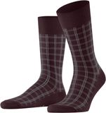 FALKE Modern Tailor Geruit Duurzaam Katoen Sokken Heren Rood - Maat 39-42