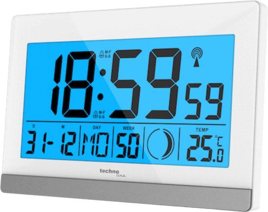 Technoline WS 8056 Radiogestuurde Wekker - Wit/Zilver