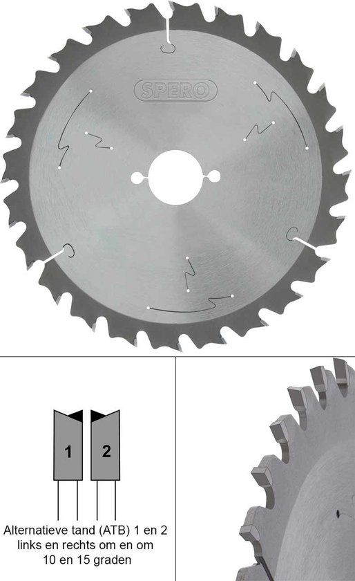 SPERO 160mm Zaagblad - 36 Tands - Asgat 20mm - Geschikt voor Hout, Kunststof, MDF, Multiplex