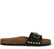 DWRS LABEL Java black slippers met gesp