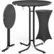 Table haute grise 110x70cm + housse de table haute grise Ø70cm