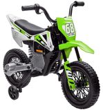 StarTech Elektrische kinderfiets - Elektrische dirtbike - 2 x 12V motor - Maximale snelheid: 5 km/u - Stabilisatorwielen - Veren - Geschikt voor kinderen van 3 tot 6 jaar - Groen