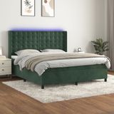 Maison Exclusive - Lit boxspring avec matelas et éclairage LED, vert foncé, 180x200 cm, velours