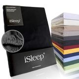 iSleep Perkal Hoeslaken - 100% Perkal Katoen - Hoge Hoek - Rondom Elastiek - Tweepersoons - 140x200 cm - Zwart