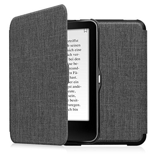Fintie Hoes voor Tolino Vision 4 HD/Vision 3 HD/Vision 2/Vision 1/Shine 2 HD eReader, ultradunne beschermhoes met slaapmodus en magneetsluiting, stof donkergrijs