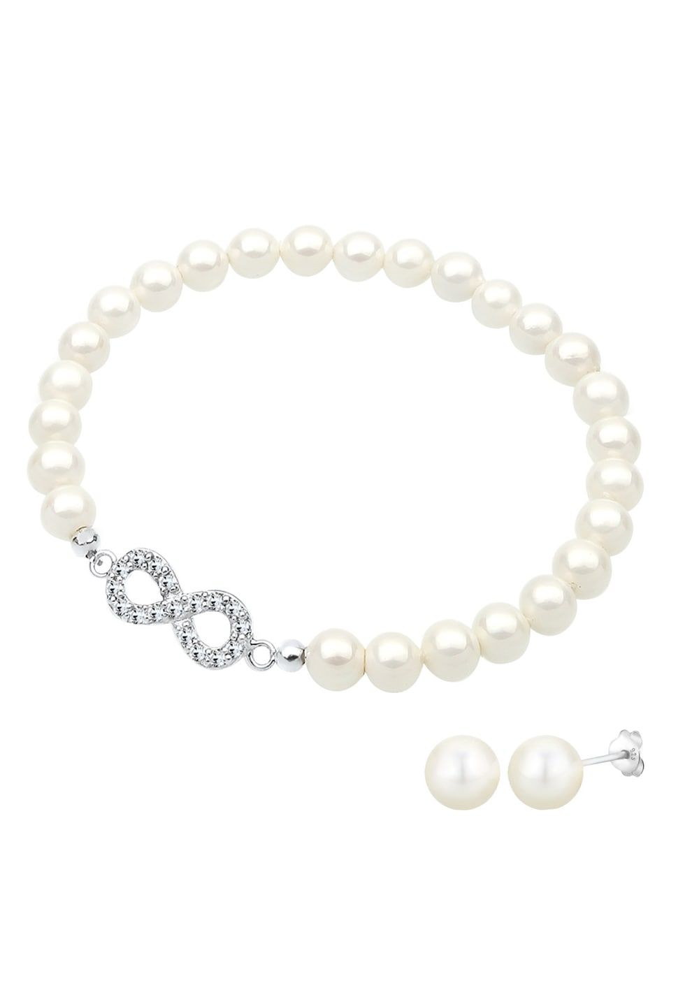 Elli Sieraden Set Dames Infinity - 925 Sterling Zilver - Zoetwater Parels & Kristallen