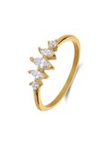 Lucardi Dames Stainless steel goldplated ring met zirkonia voor dames - Ring - Staal - Goudkleurig - 18 / 57 mm