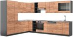 Vicco Hoekkeuken Fame-Line, Goudkleurig Eiken/Antraciet, 347 x 257 cm, WB Marmer