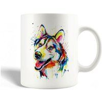 Maniacase Keramische Mok Abstract Wolf Hoofd Portret Wolf Lachende Woedende Wolf Veelkleurige Schilderijen