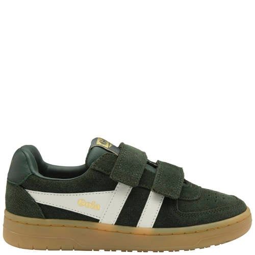 Gola Hawk Strap leren suède sneakers - donkergroen/wit