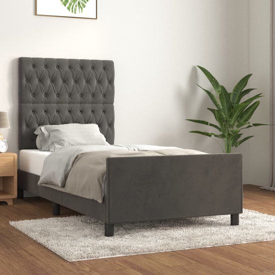 vidaXL Bedframe fluweel donkergrijs 100x200 cm