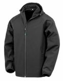 Result Men's Recycled 3-Layer Printable Hooded Softshell Jacket RT911 - Black - XL