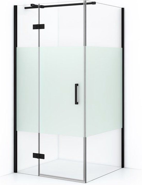 Maxaro Diamond Douchecabine 100x90cm Mat Zwart Helder Glas