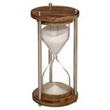 Atmosphera Zandloper cilinder - decoratie of tijdsmeting - 3.5 minuten wit zand - H16 cm - glas/mango hout