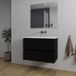 Saniclass Chaci Badkamermeubelset - 80x46x55cm - keramische wastafel wit - 1 wasbak - zonder kraangaten - 2 lades - rechthoekige spiegel - mat zwart
