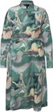 Ulla Popken - Dames - Lyocell midi-jurk marmerdesign opstaande kraag lange mouw - Matgroen - Maat 46+
