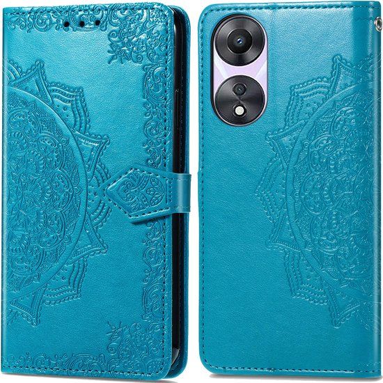 iMoshion Hoesje Oppo A58 - Mandala Bookcase - Turquoise - Met Pasjeshouder
