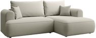 Selsey Ovo Mini Hoekbank avec fonction de couchage – Forme en L – Configuration droite – avec espace de rangement – Beige clair – Velours facile d'entretien