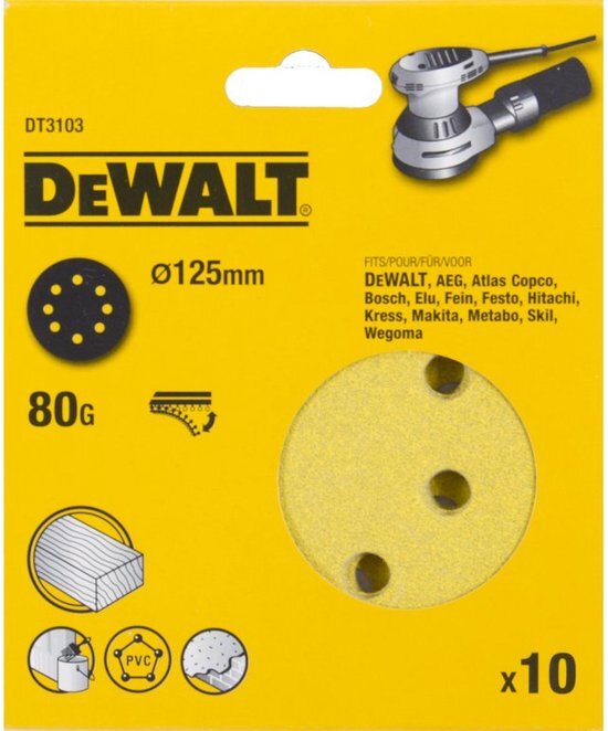DeWALT DT3103 P80 Schuurschijf 125mm VE=10