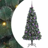 vidaXL Sapin de Noël artificiel avec set de boules pré-éclairées Vert 150 cm PET