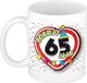 Bellatio Decorations Mok 65 jaar - Hartje Verkeersbord - Multi - 300 ml