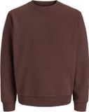 JACK & JONES Bradley sweat crew regular fit sweatshirt mélange de coton à col rond - marron (bitter chocolate)