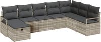 vidaXL Bankstel met kussen en opslag Lichtgrijs polyrattan
