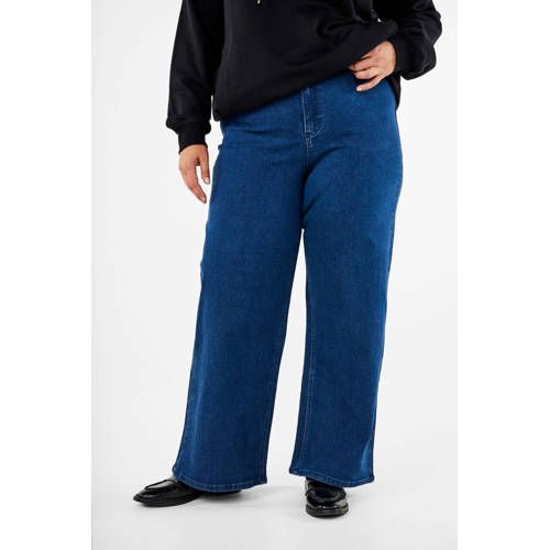 Zizzi high waist wide leg jeans dark blue denim